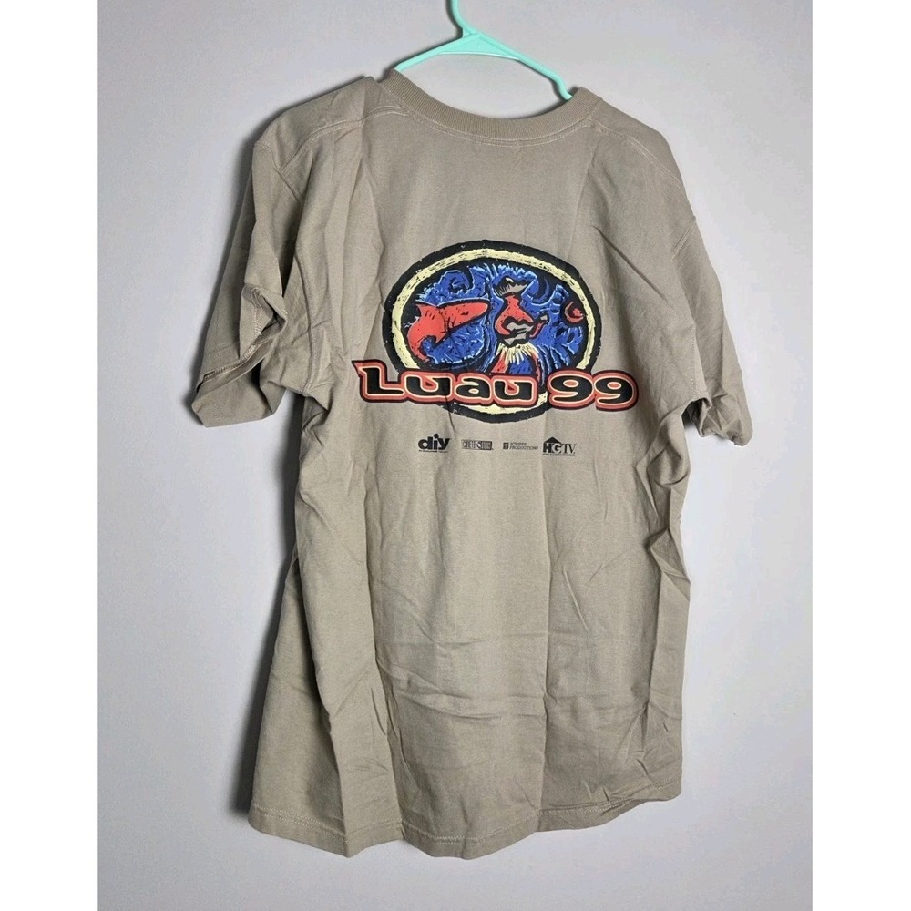 Vintage Luau '99 T Shirt Size Large Tan/ Khaki‎ Short Sleeve Fruit Of The Loom